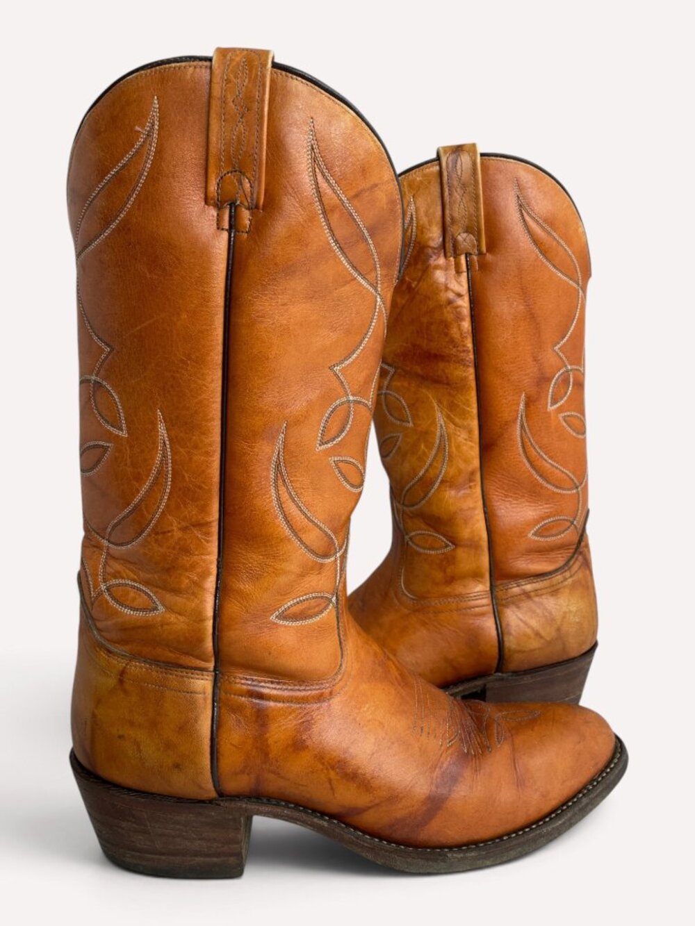 Dan Post Vintage Marbled Cognac USA Leather Western Cowboy Boots Men's 10.5 D